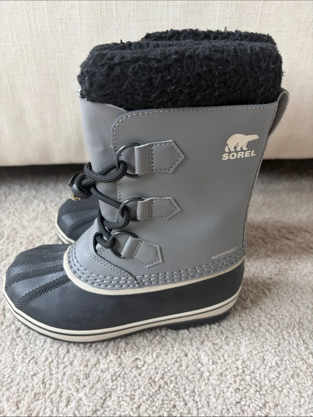 Sorel Kids Grey & Black Waterproof Winter Boots